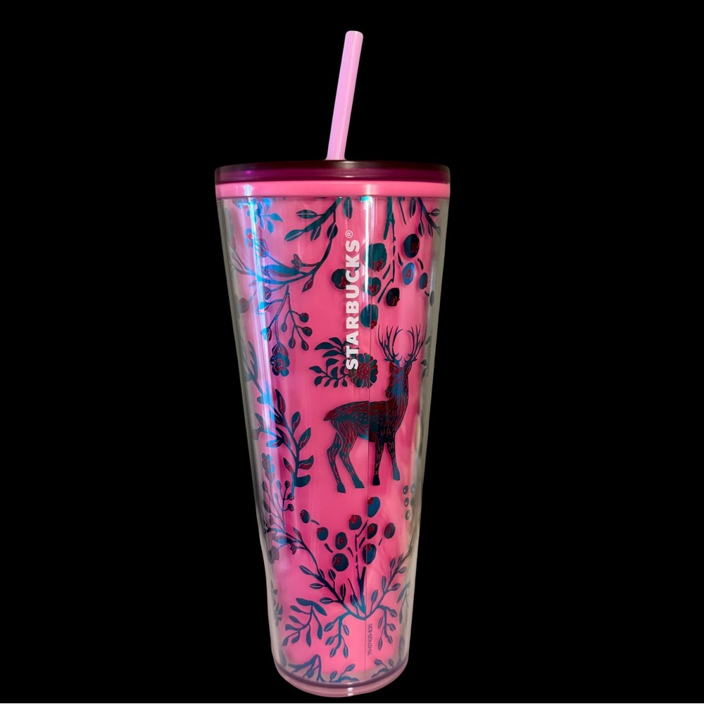 Starbucks Christmas Winter Forest Scene Reindeer Color Changing Tumbler w/Straw